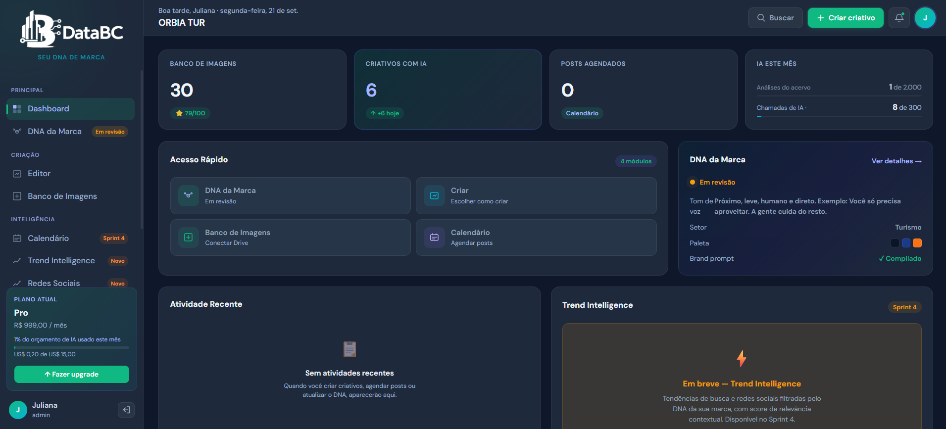 Dashboard real do DataBC Branding